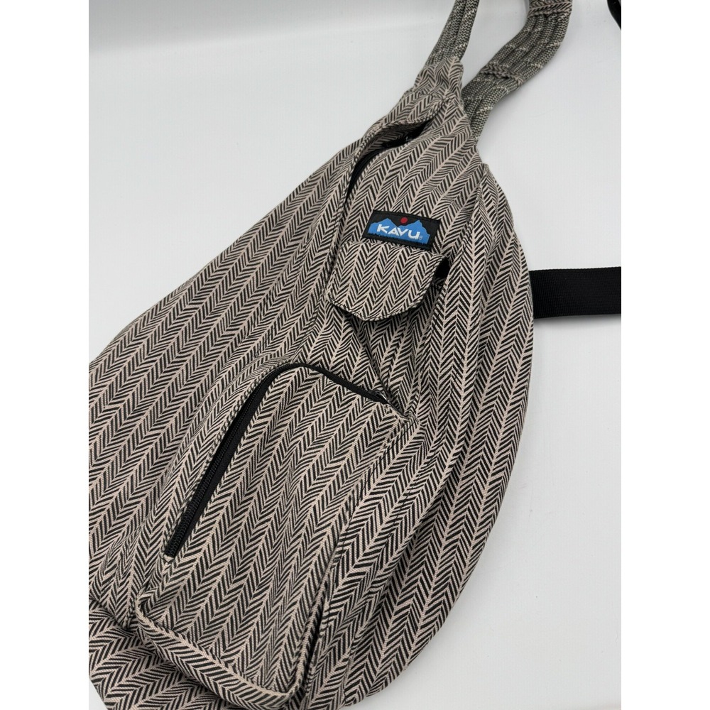 Kavu Outdoor Rope Bag Crossbody Sling Cotton Bag Cream Black